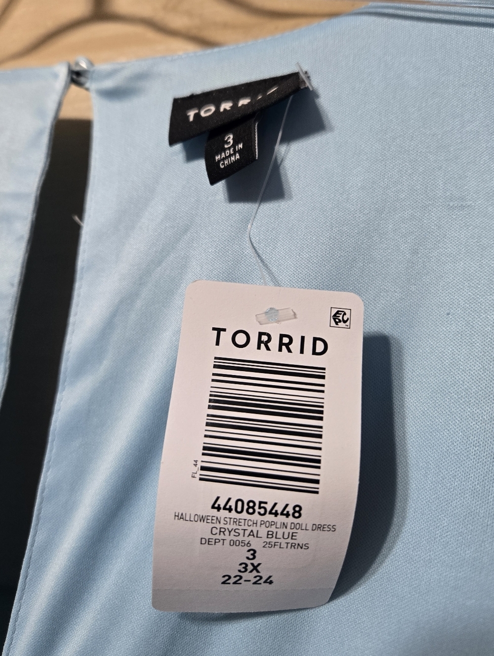 Torrid Crystal Blue Halloween Poplin Doll Dress NWT - Picture 5 of 5